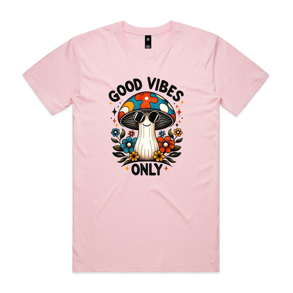 Good Vibes Only, Hippie Mushroom With Sunglasses - Mens T-shirt