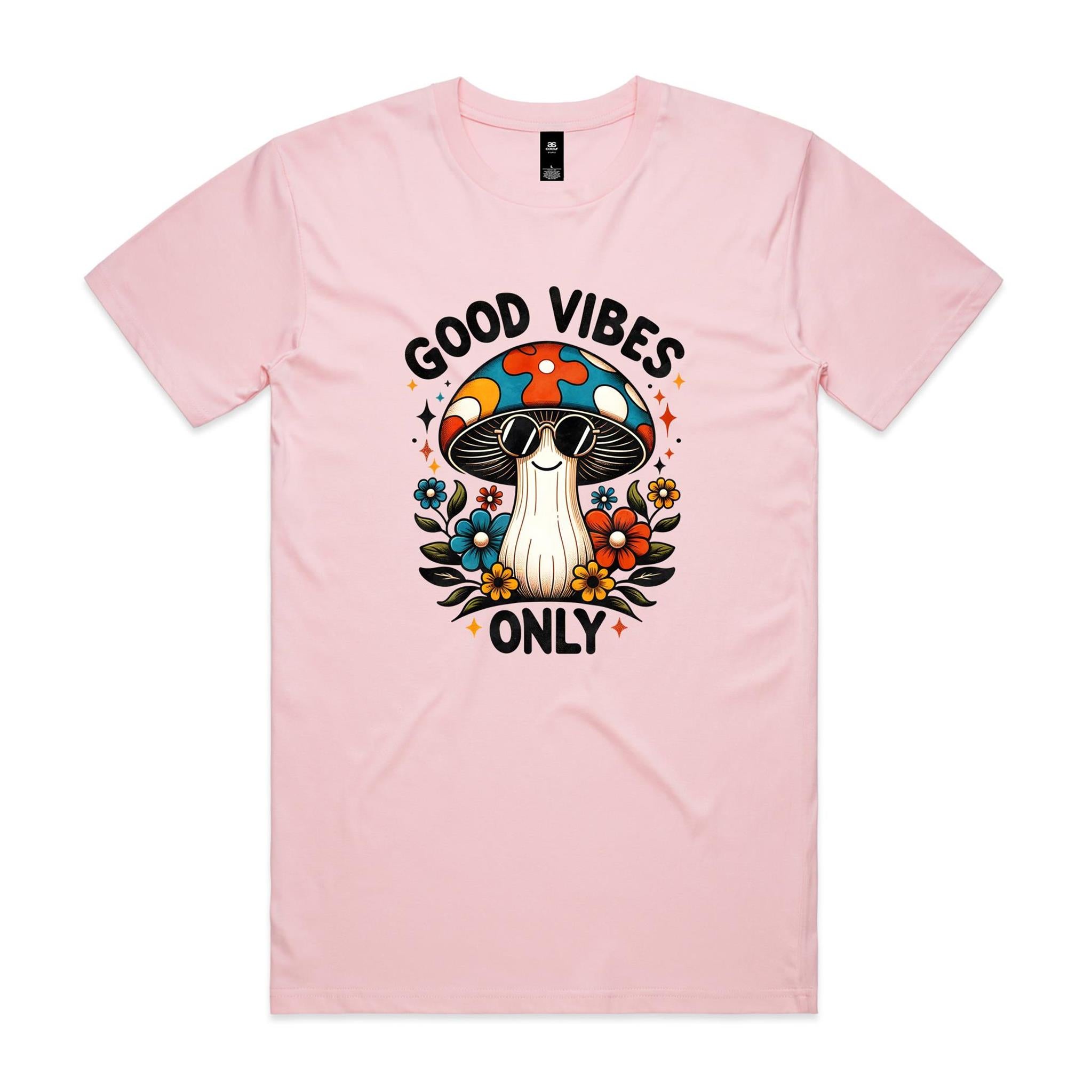 Good Vibes Only, Hippie Mushroom With Sunglasses - Mens T-shirt