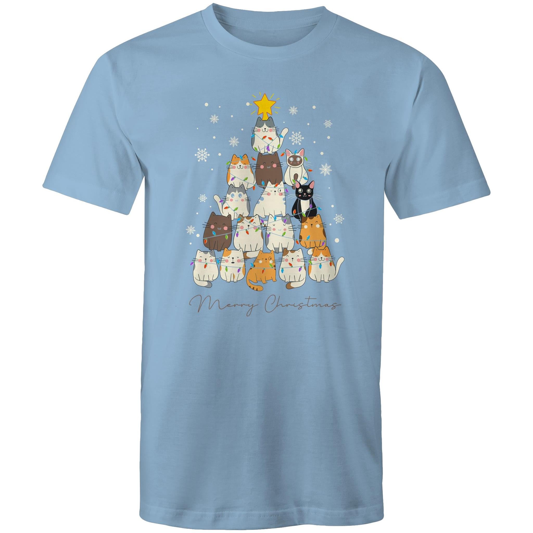 Cats Merry Christmas - Mens T-Shirt Carolina Blue