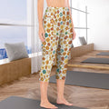 70's Style Floral Women's High Waist Pocket Capri Yoga Leggings