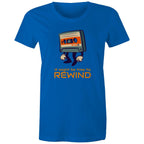 Cassette Tape, It Might Be Time To Rewind - Womens T-shirt Bright Royal Womens T-shirt Music Printed In Australia Retro