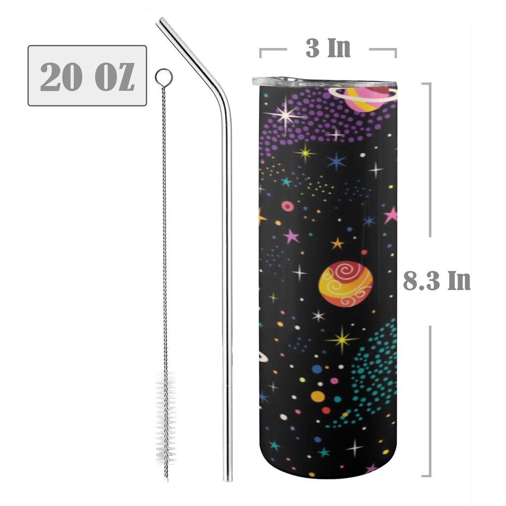 Colourful Space 20oz Tall Skinny Tumbler with Lid and Straw