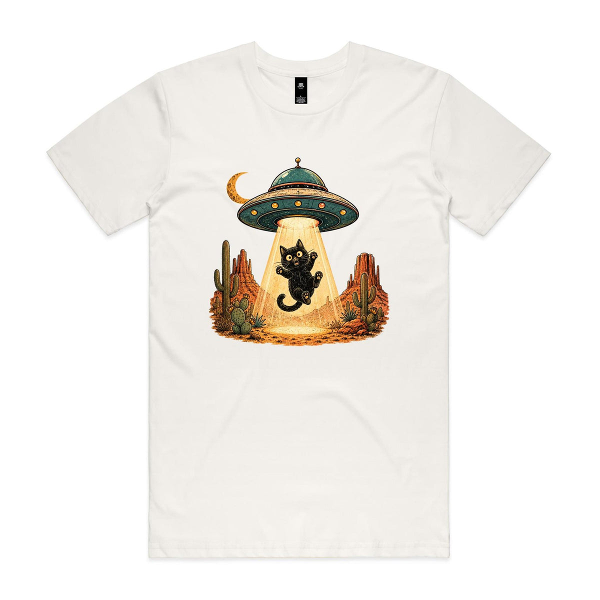 Black Cat Alien UFO Abduction Men's AS Colour T-shirt