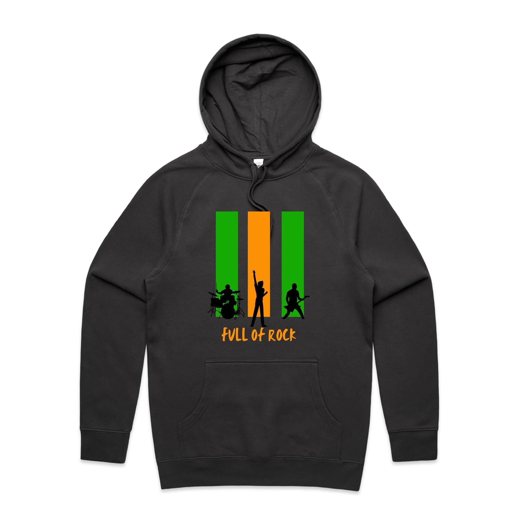 Full Of Rock - Mens Hoodie Coal Mens Hoodie Music Printed In Australia