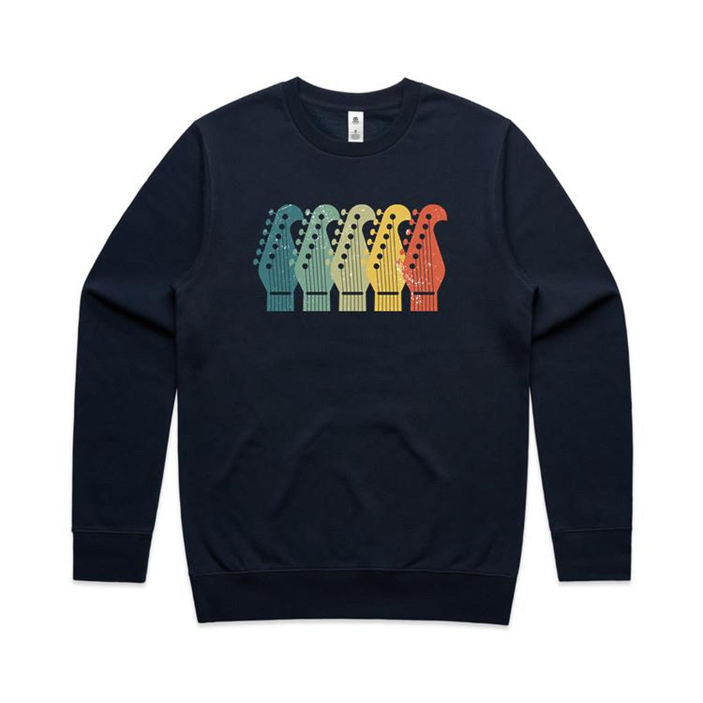 Guitar Headstocks - AS Colour Stencil Crew Sweatshirt Navy Sweatshirt Music Printed In Australia