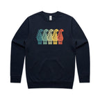 Guitar Headstocks - AS Colour Stencil Crew Sweatshirt Navy Sweatshirt Music Printed In Australia