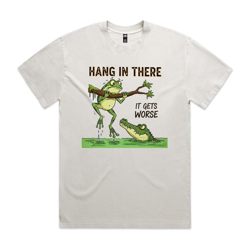 Hang In There, It Gets Worse AS Colour Heavy Faded Tee Unisex Faded bone Heavy Faded T-shirt animal Printed In Australia