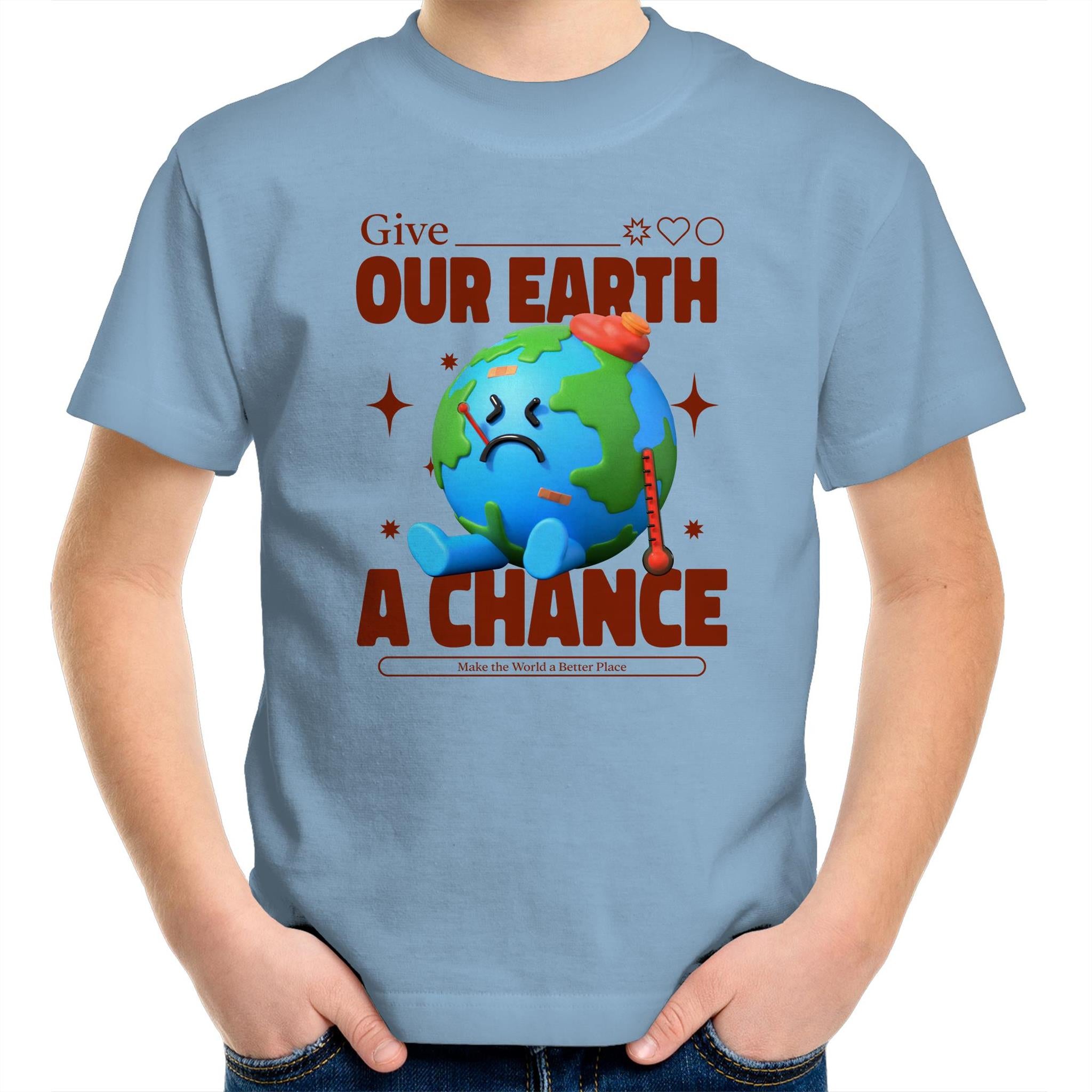 Give Our Earth A Chance - Kids Youth T-Shirt Carolina Blue Kids Youth T-shirt Environment Printed In Australia