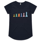 Chess - Womens Scoop Neck T-Shirt Navy Womens Scoop Neck T-shirt Chess Games Printed In Australia