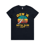 Gen X, Metal Slide Strong Women's AS Colour T-shirt Navy Womens T-shirt Printed In Australia