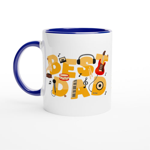 Best Dad - White 11oz Ceramic Mug with Colour Inside Ceramic Blue Colour 11oz Mug Dad Globally Fulfilled