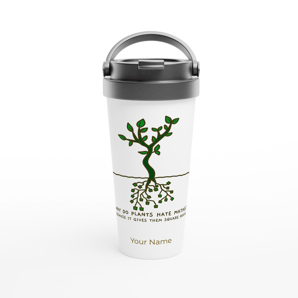 Personalised - Square Roots - White 15oz Stainless Steel Travel Mug Default Title Personalised Travel Mug Globally Fulfilled maths
