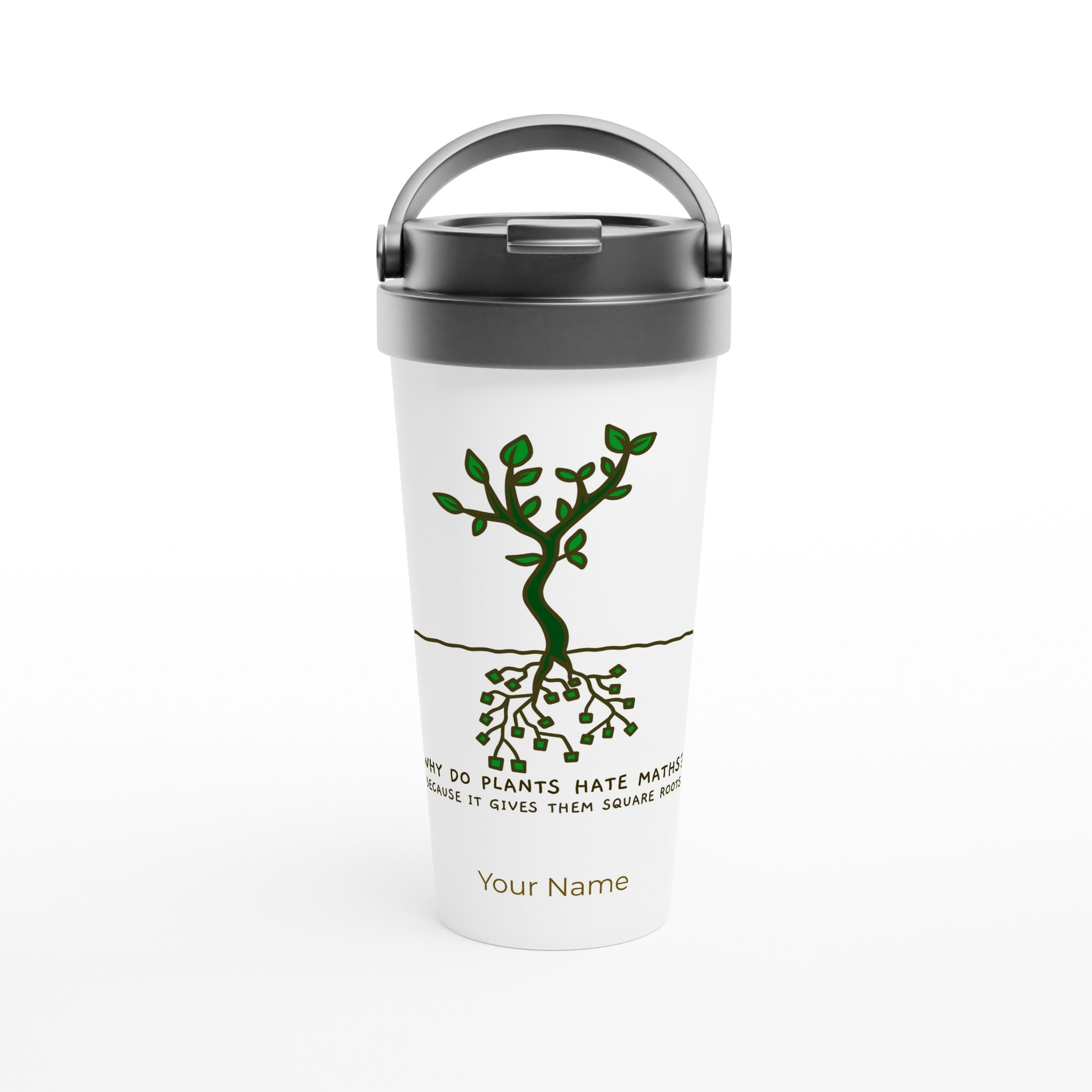 Personalised - Square Roots - White 15oz Stainless Steel Travel Mug Default Title Personalised Travel Mug Globally Fulfilled maths
