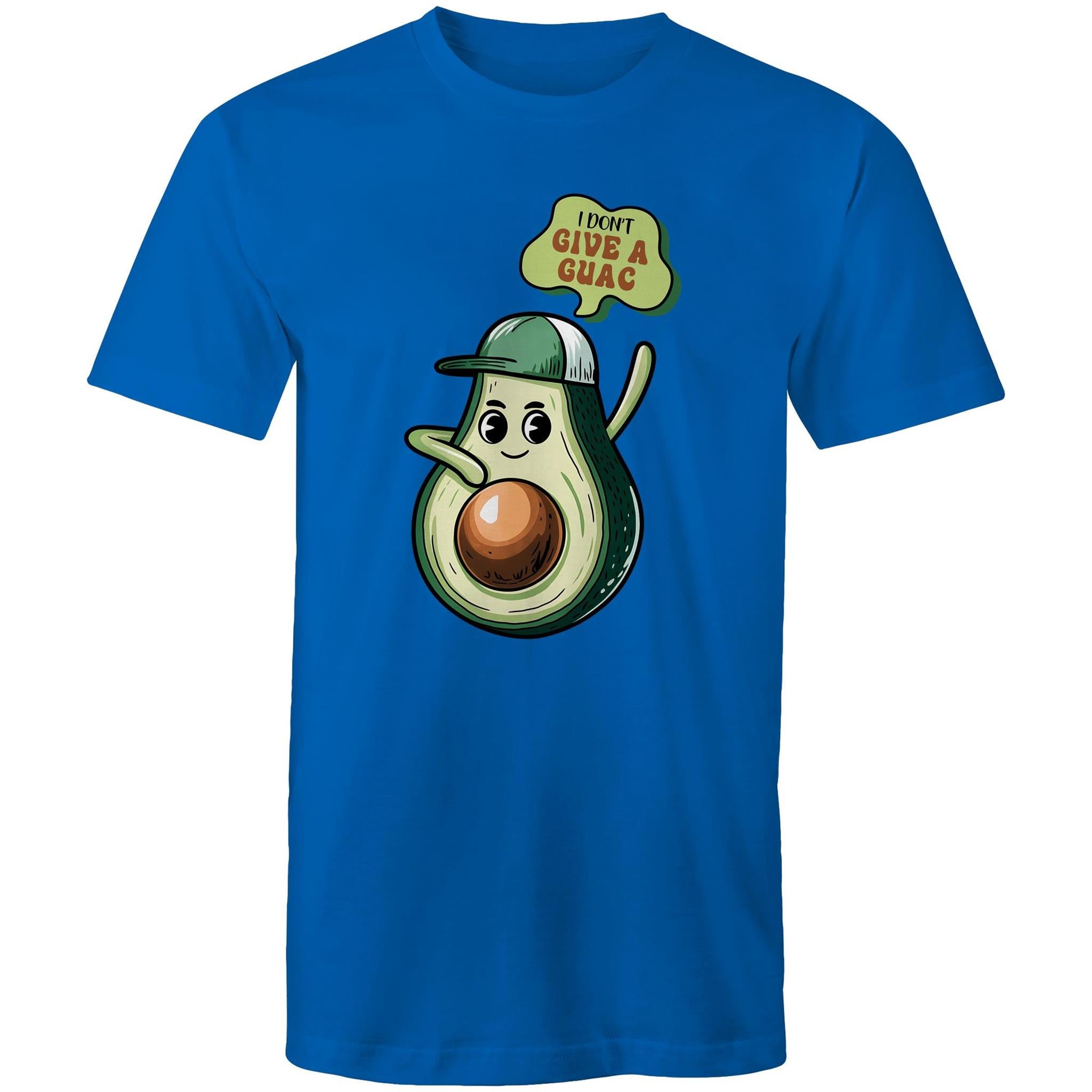 Avocado, I Don't Give A Guac - Mens T-Shirt Bright Royal Mens T-shirt Food Printed In Australia