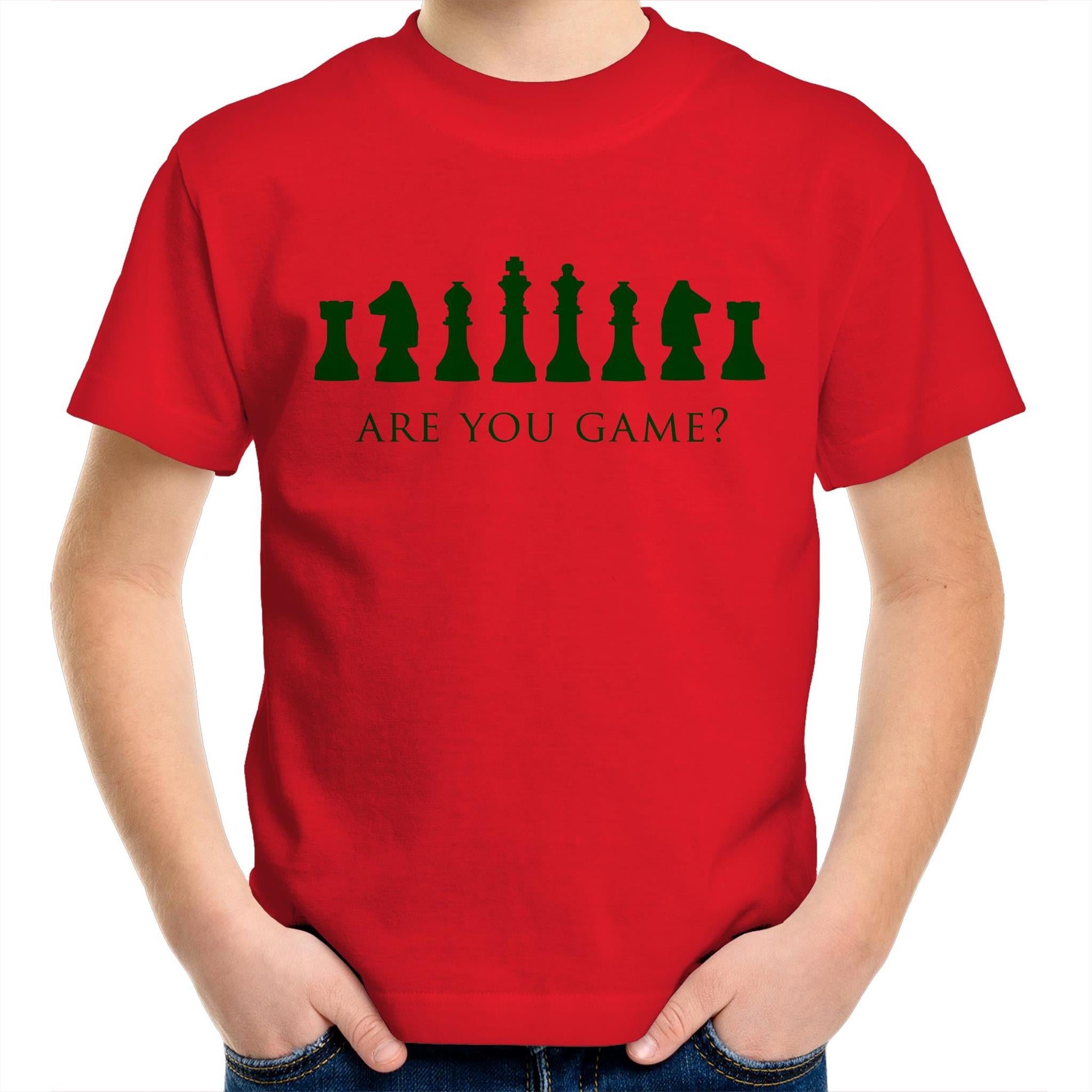 Are You Game, Chess Kids Youth T-Shirt Red Kids Youth T-shirt Chess Games Printed In Australia