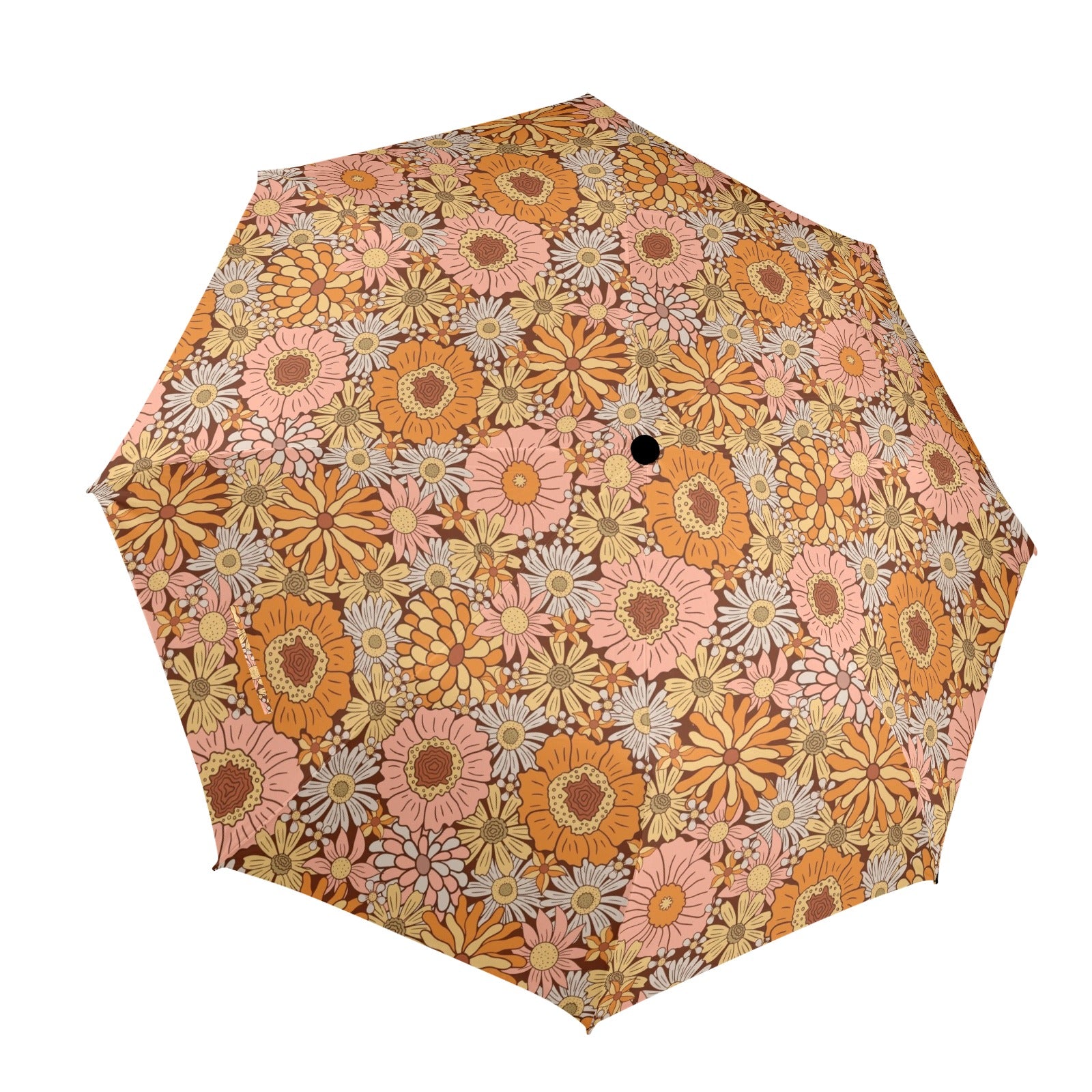 Orange Retro Floral Umbrella One Size Umbrella Plants Printed Offshore