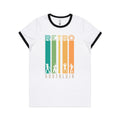 Retro Nostalgia Women's AS Colour Ringer Tee White Black Womens Ringer T-shirt Printed In Australia Retro