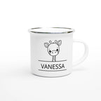 Giraffe Name - White 12oz Enamel Mug Personalised Enamel Mug animal customise Globally Fulfilled Name personalise