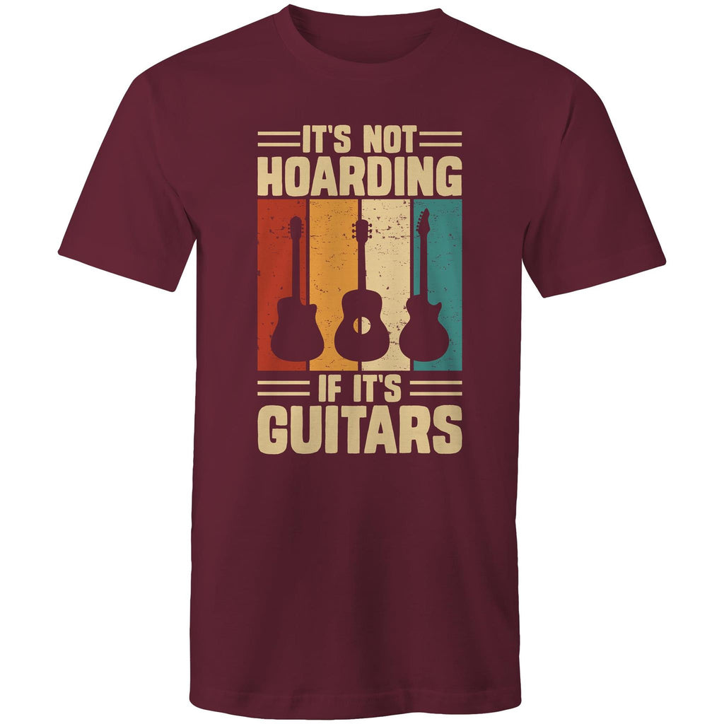 It's Not Hoarding If It's Guitars - Mens T-Shirt Burgundy Mens T-shirt Music Printed In Australia
