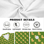 Rubber Ducks On Green Men's Crinkle Hawaiian Shirt