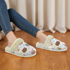 Baby Animals Women's Fur Trim Thick-Sole Indoor Slippers Women's Fur Trimmed Slippers animal Printed Offshore