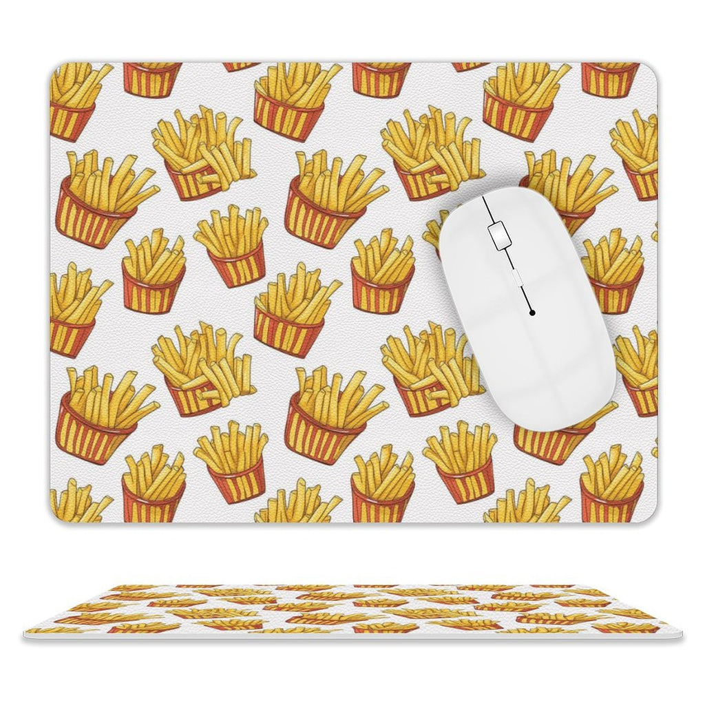 French Fries Leather Mouse Pad white One size Leather Mouse Pad Food Printed Offshore