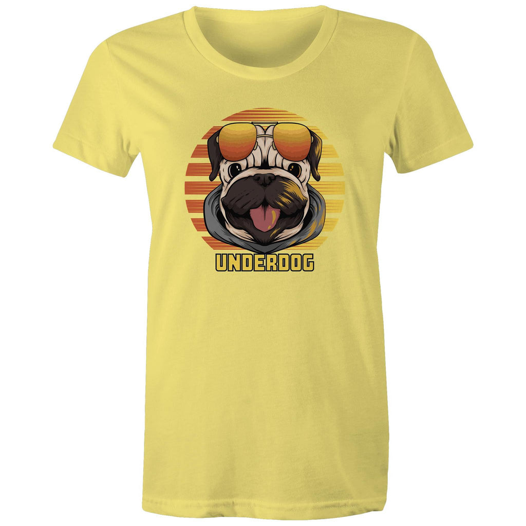 Underdog - Womens T-shirt Yellow Womens T-shirt animal Printed In Australia