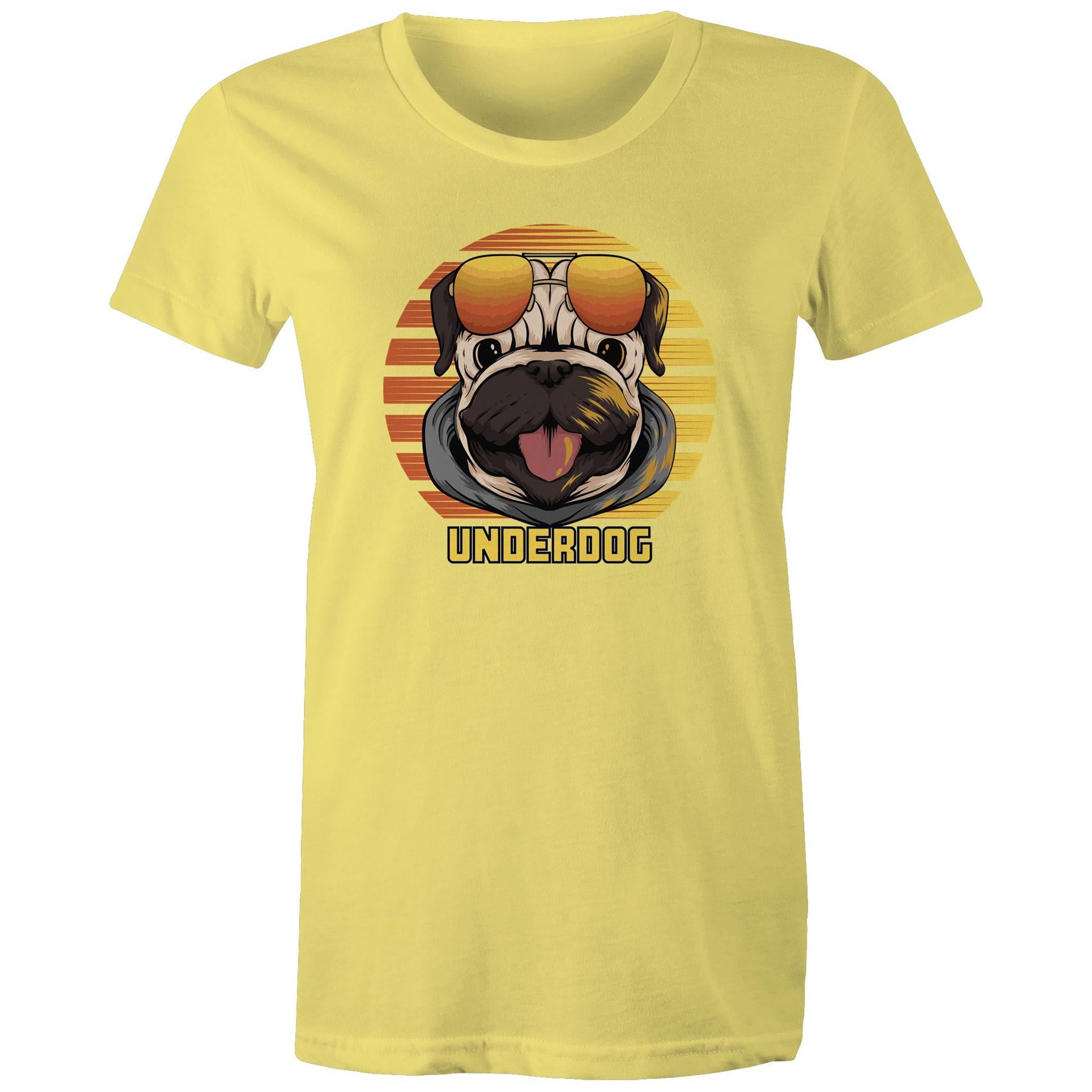Underdog - Womens T-shirt Yellow Womens T-shirt animal Printed In Australia