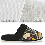 Breakfast Food Men's Fur Trim Thick-Sole Indoor Slippers Men's Fur Trimmed Slippers Food Printed Offshore