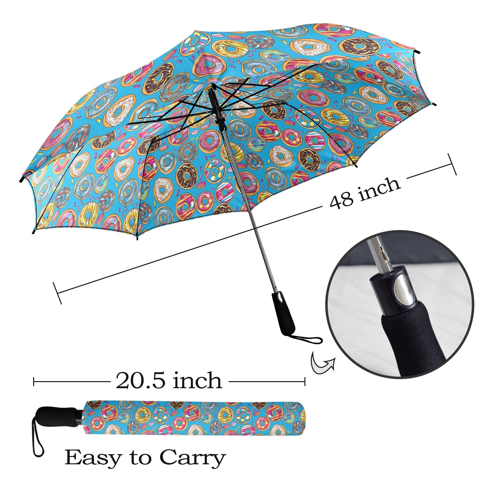 Doughnuts On Blue - Umbrella Umbrella Food Printed Offshore
