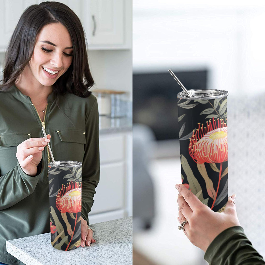 Australian Waratah Flower - 20oz Tall Skinny Tumbler with Lid and Straw