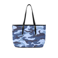 Blue Camouflage PU Leather Tote Bag Large One Size Leather Tote Bag-Large Printed Offshore