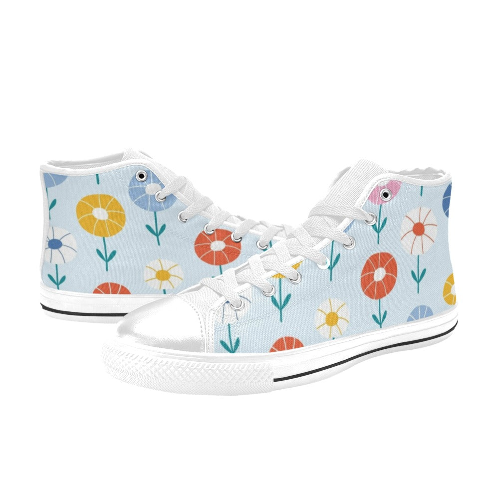 Abstract Cute Flowers Men's High Top Canvas Shoes Men's Classic High Top Canvas Shoes Plants Printed Offshore