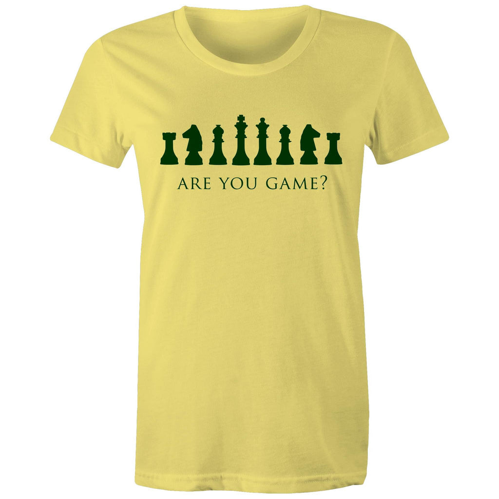 Are You Game, Chess - Womens T-shirt Yellow Womens T-shirt Chess Games Printed In Australia