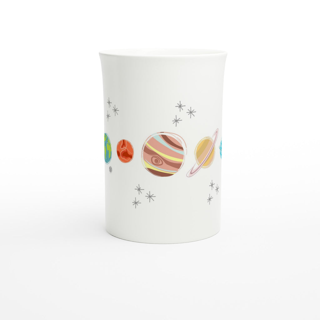 Solar System Planets - White 10oz Porcelain Slim Mug Porcelain Mug Globally Fulfilled Space