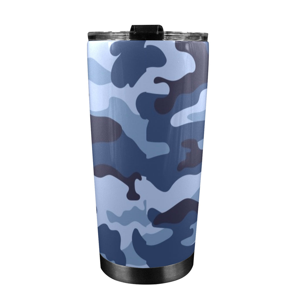 Blue Camouflage - 20oz Mobile Tumbler with Lid (Black Lock) 20oz Travel Mug Printed Offshore
