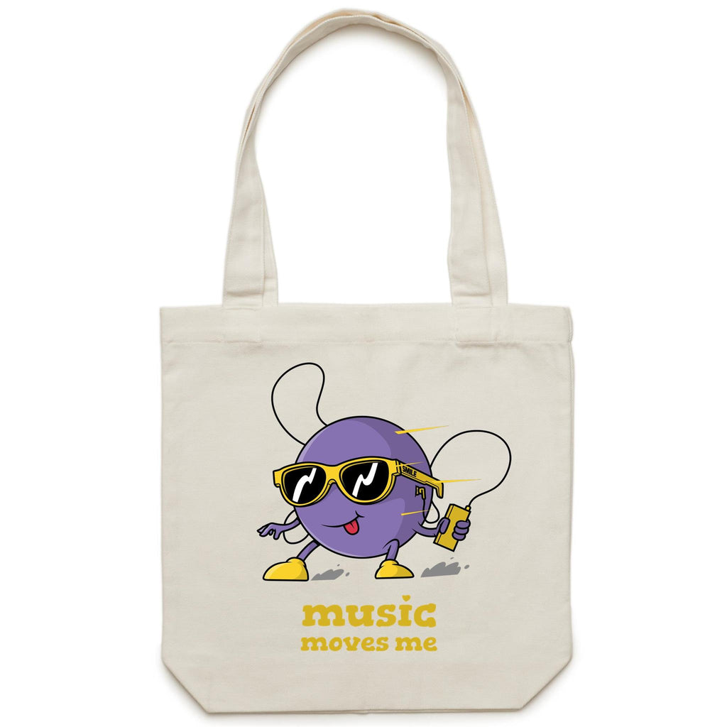 Music Moves Me - Canvas Tote Bag Cream One Size Tote Bag Printed In Australia