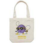 Music Moves Me - Canvas Tote Bag Cream One Size Tote Bag Printed In Australia
