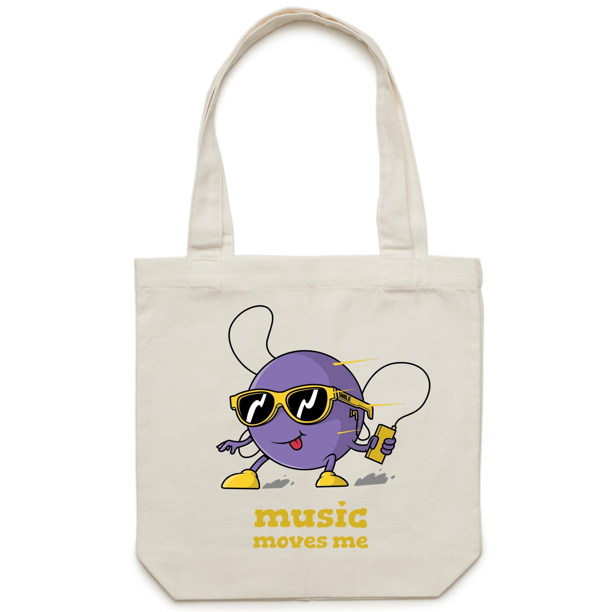 Music Moves Me - Canvas Tote Bag Cream One Size Tote Bag Printed In Australia