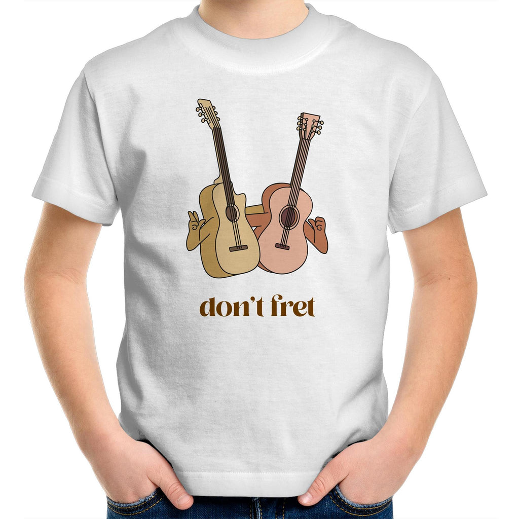 Don't Fret, Guitars - Kids Youth T-Shirt White Kids Youth T-shirt Music Printed In Australia