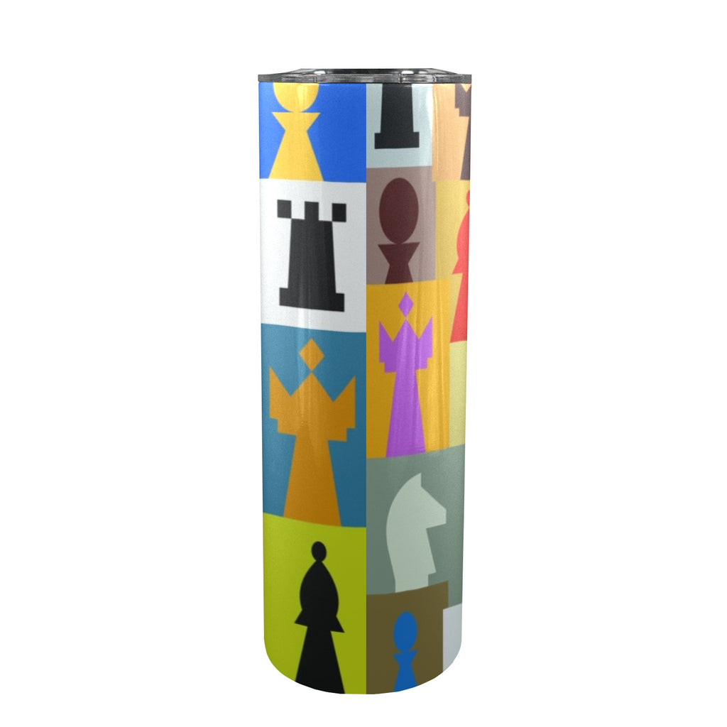 Colourful Chess - 20oz Tall Skinny Tumbler with Lid and Straw