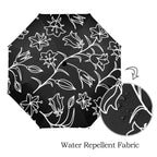 Black And White Floral - Semi-Automatic Foldable Umbrella (Model U12) Semi-Automatic Foldable Umbrella (U12)