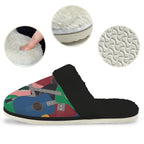 Colourful Guitars Women's Fur Trim Thick-Sole Indoor Slippers Women's Fur Trimmed Slippers Music Printed Offshore