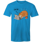 Cat Laptop, I'm OK - Mens T-Shirt Arctic Blue Mens T-shirt animal Printed In Australia