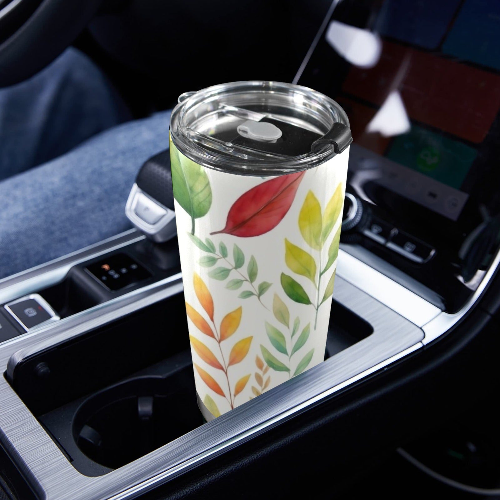Autumn Leaves - 20oz Mobile Tumbler with Lid (Black Lock) 20oz Travel Mug Plants Printed Offshore