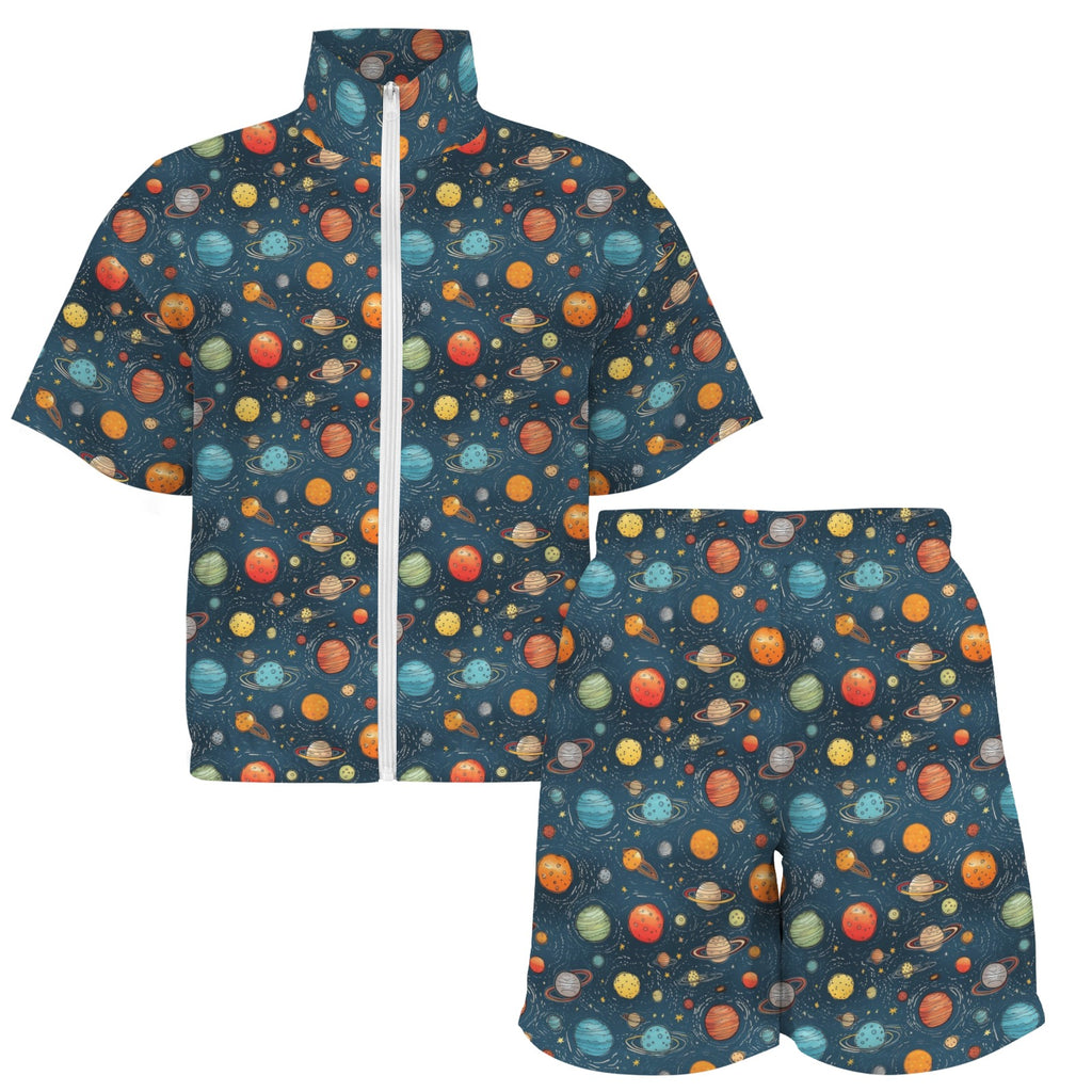 Galaxy Women's Windbreaker Short Set Women's Windbreaker Short Set Printed Offshore Space