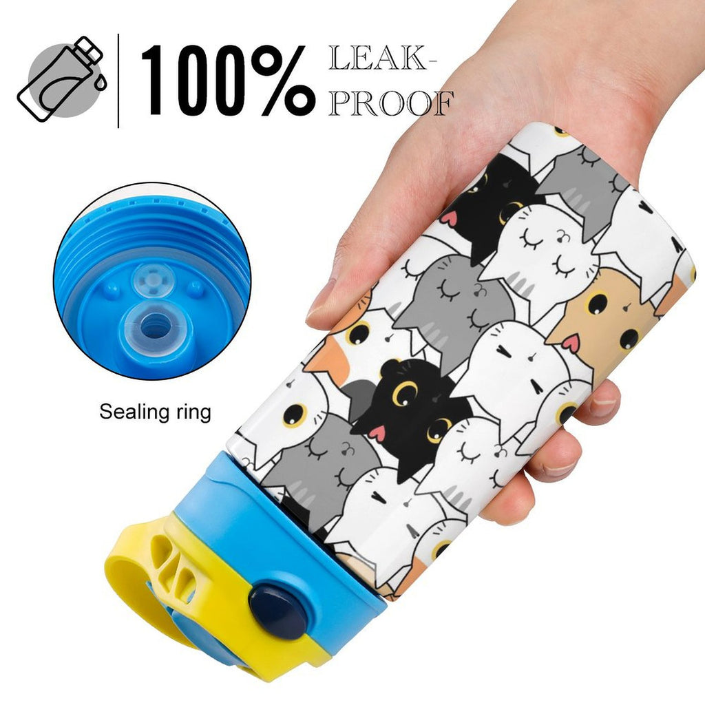 Cat Crowd - Little Kids Water Bottle Little Kids Water Bottle animal Printed Offshore
