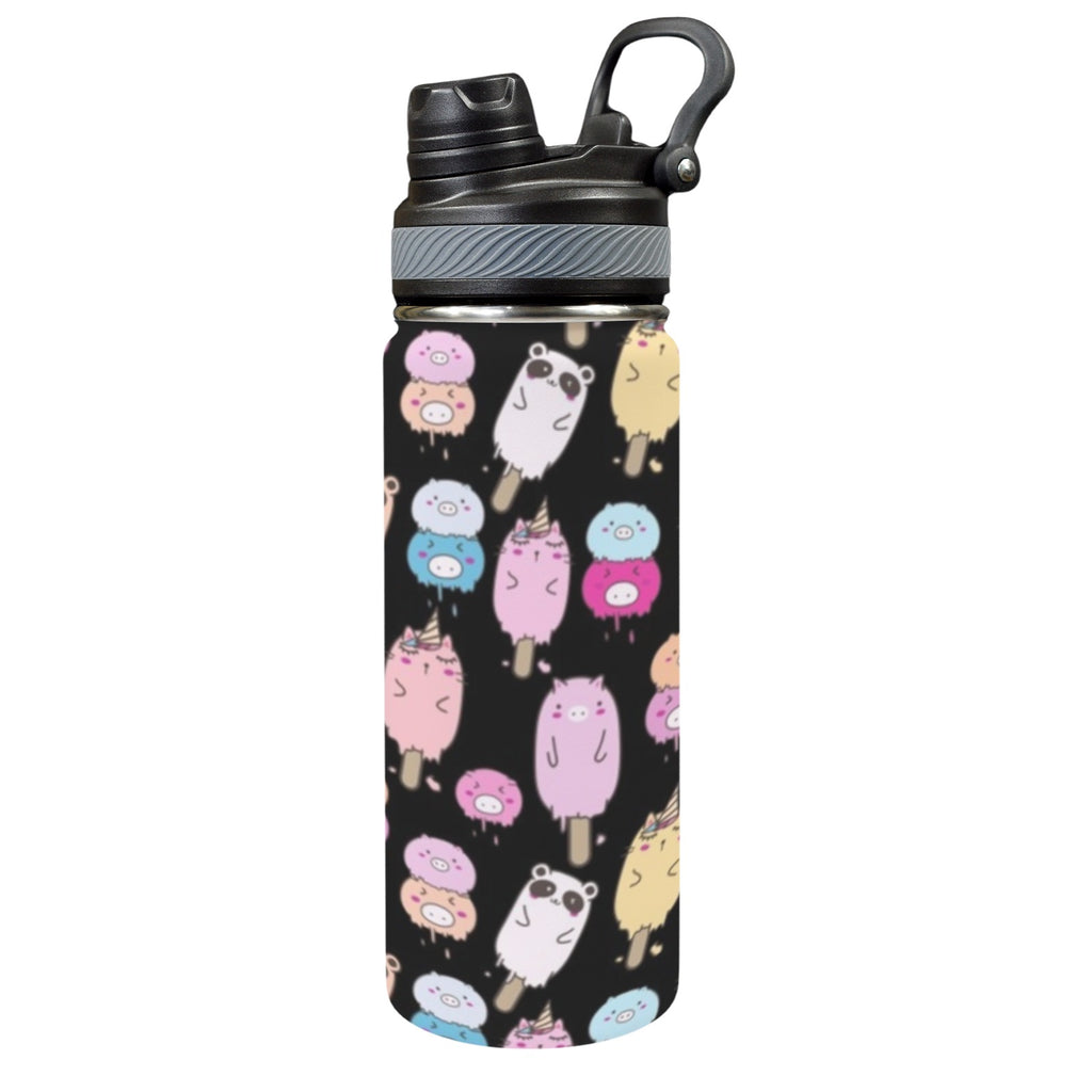 Cute Animal Ice Blocks - Insulated Water Bottle with Dual-Use Lid (18oz) One Size Insulated Water Bottle with Dual-Use Lid (18oz) animal Food Printed Offshore
