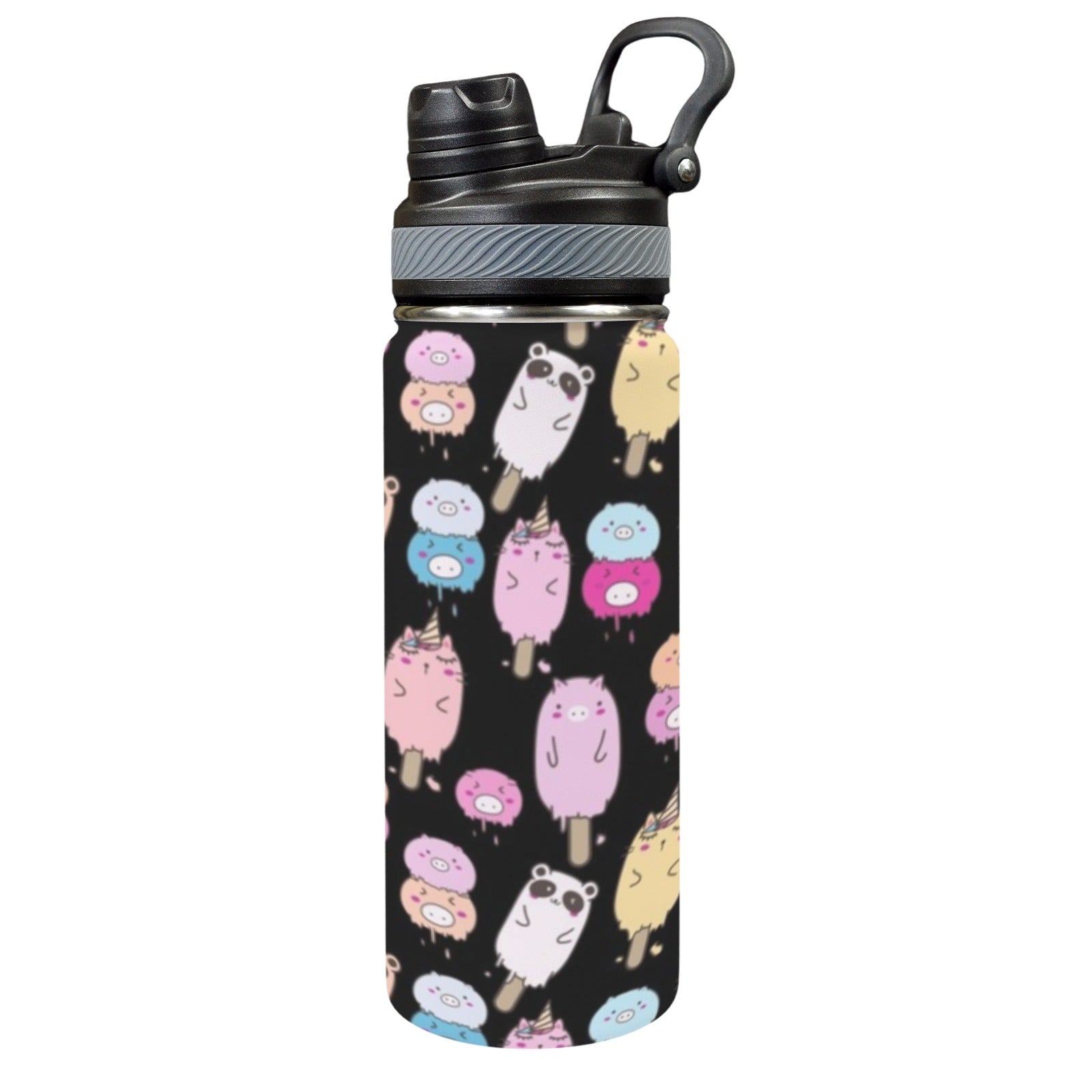 Cute Animal Ice Blocks - Insulated Water Bottle with Dual-Use Lid (18oz) One Size Insulated Water Bottle with Dual-Use Lid (18oz) animal Food Printed Offshore