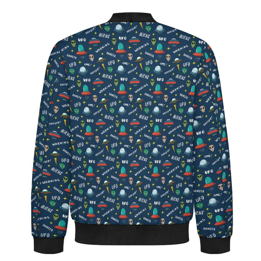 UFO's And Aliens Men's Casual Zip‑Up Bomber Jacket